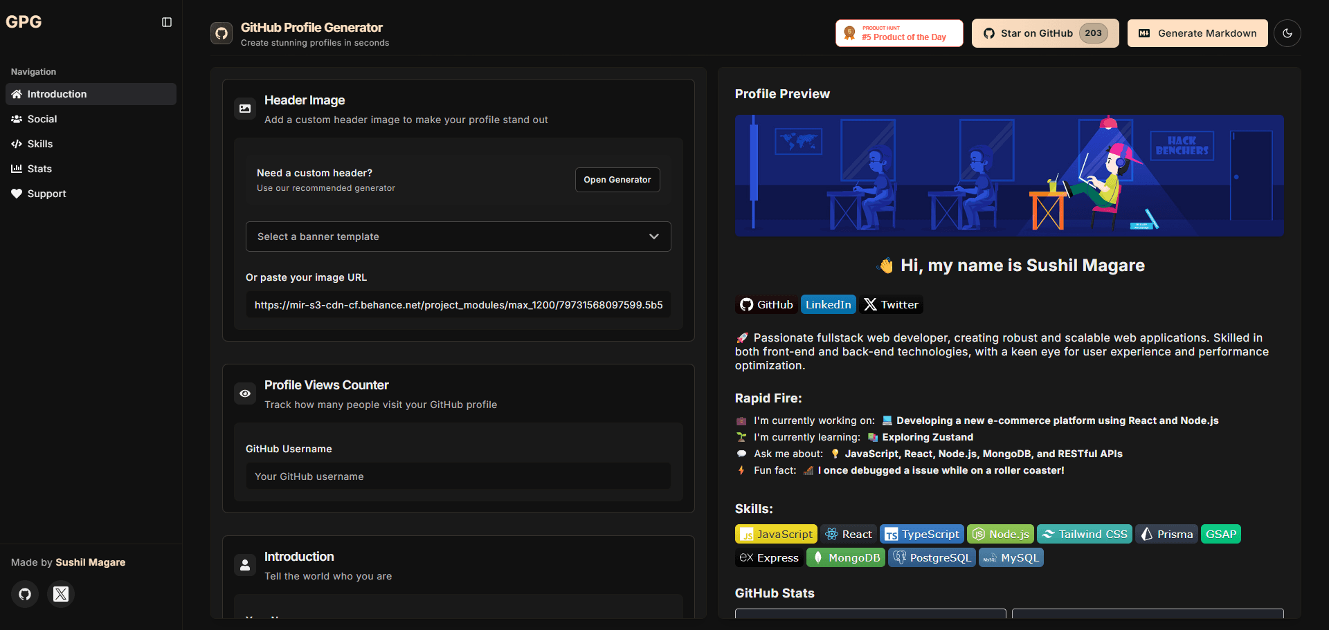 GitHub Profile Generator